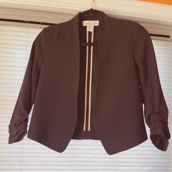 RACHEL ZOE Ruched Sleeve Jacket Blazer Black XS - Picture 2 of 9